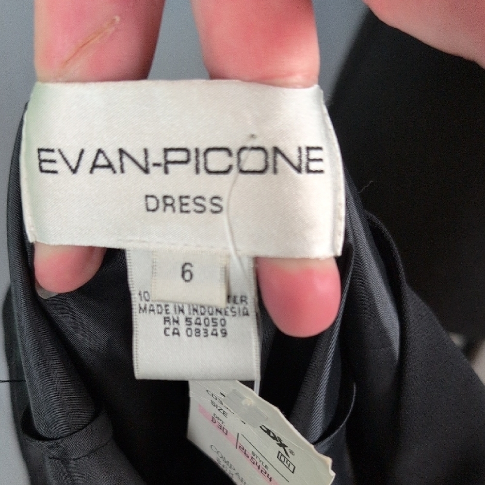 Evan Picone Elegant Black Asymmetrical Dressโ Size 6 New - Picture 9 of 11